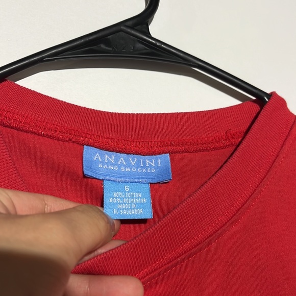 Anavini Boys Red Smocked Beach Crab Shirt Size 6 - Picture 3 of 4